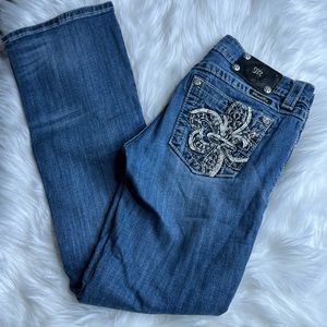 Miss Me Rhinestone Signature Rise Bootcut Jeans Waist 28